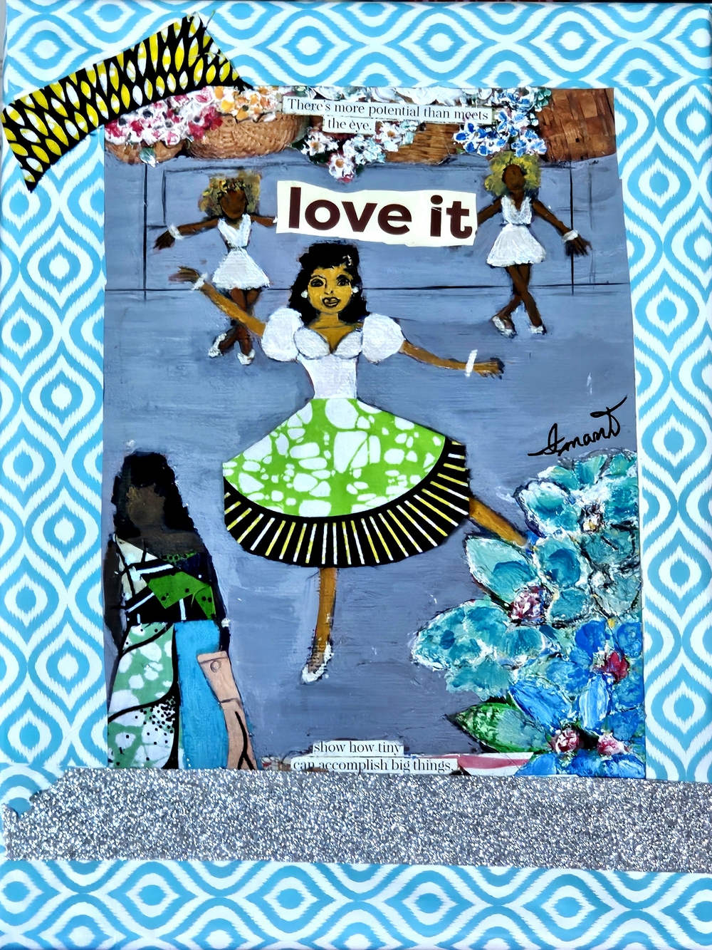 "Love It"  12x16 ORIGINAL Mixed-Media Contemporary Folk Art, Signed